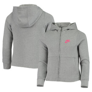 Girls Youth Nike Gray Logo Full-Zip Hoodie Jacket