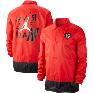 Men's Jordan Brand Red Air Jordan Coaches Button-Up Jacket