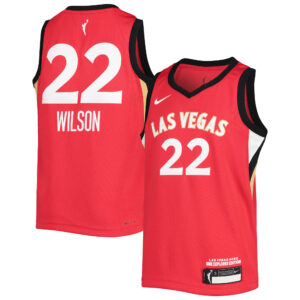 Youth Nike A'ja Wilson Red Las Vegas Aces 2021 Player Jersey - Explorer Edition