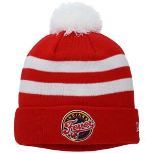 Men's New Era Red Indiana Fever WNBA Cuffed Knit Hat with Pom