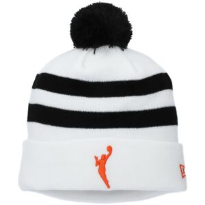 Men's New Era White WNBA Cuffed Knit Hat with Pom