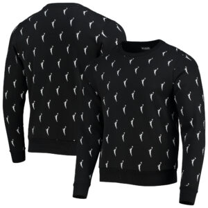 Men's Black WNBA Logowoman All Over Logo Pullover Sweatshirt