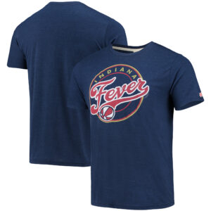 Women's Homage Navy Indiana Fever Tri-Blend Logo T-Shirt