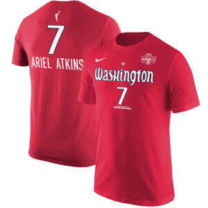 Men's Nike Ariel Atkins Red Washington Mystics Explorer Edition Name & Number T-Shirt