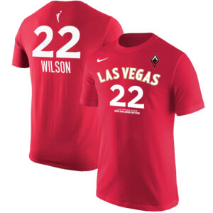 Men's Nike A'ja Wilson Red Las Vegas Aces Explorer Edition Name & Number T-Shirt