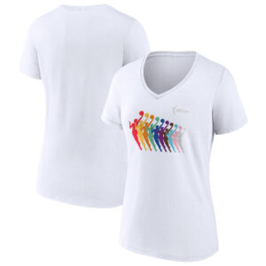 Women's Fanatics Branded White WNBA Logowoman Pride V-Neck T-Shirt
